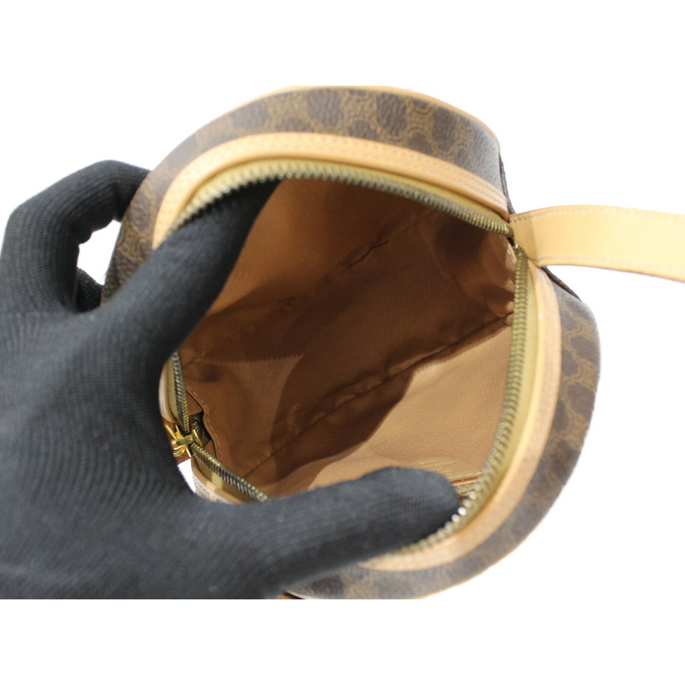 CELINE Macadam Shoulder Bag Brown Leather Compact Pochette - Picture 6 of 7